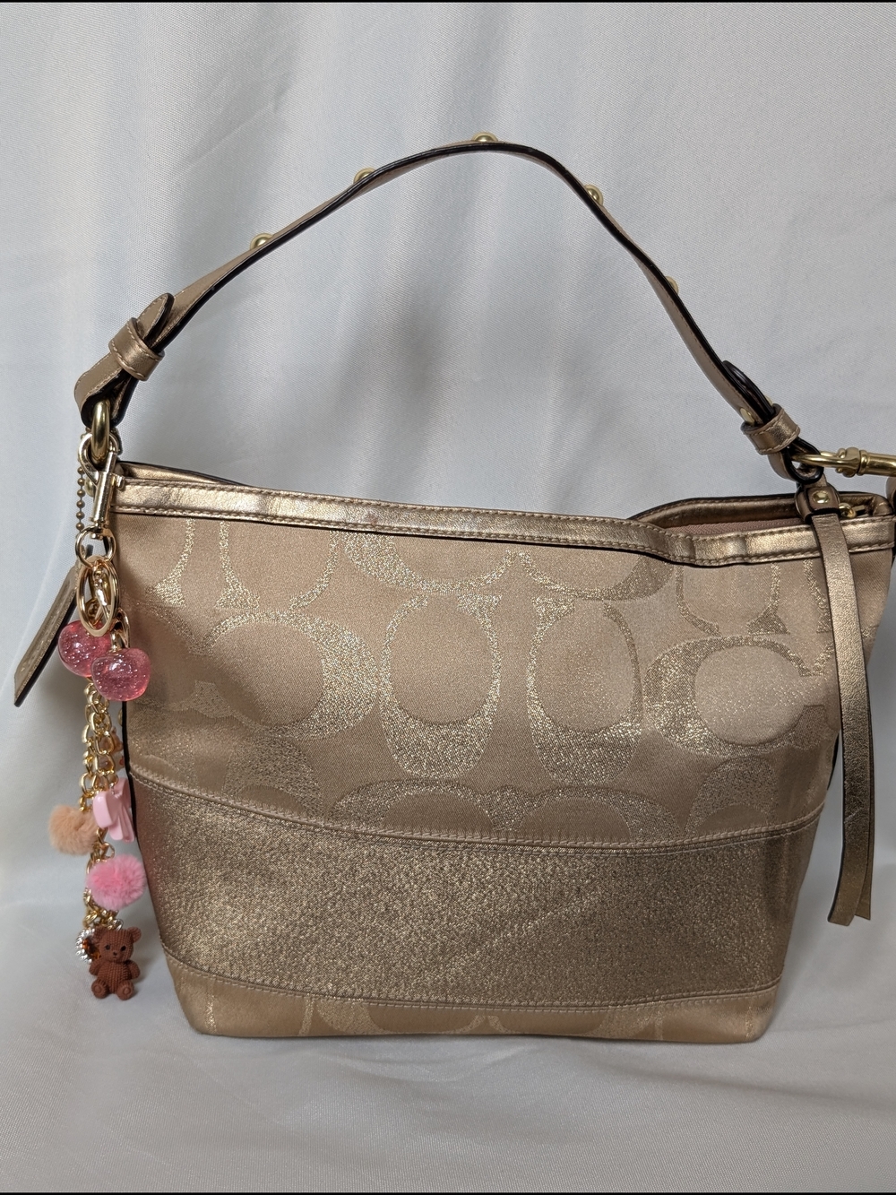 Coach #12909 - Gold Signature "C" Studded Lurex shoulder bag Y2K